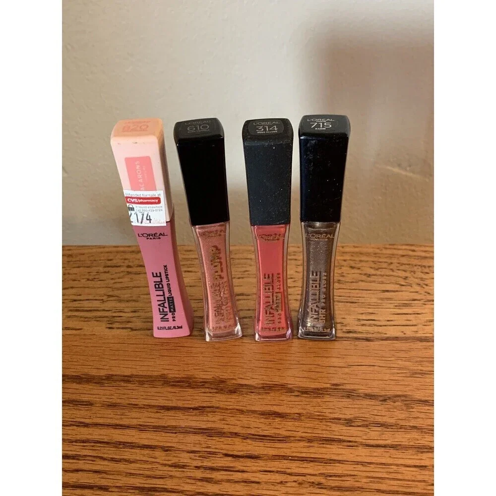 (4) L'Oreal Infallible Pro Matte Lip 820 715 610 314 Praline Raisin Nude SET